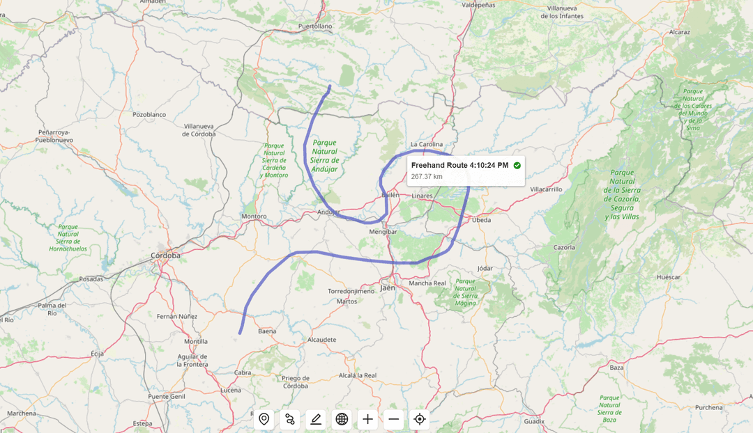 Example of drawing a route line on the map